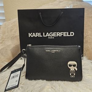 Brand new: Karl Lagerfeld Paris Maybelle slg logo black wristlet